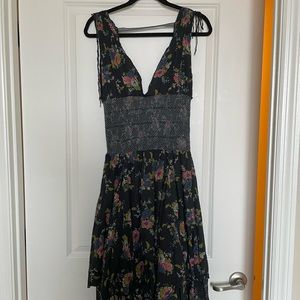 NWT Free People Black/Multicolored Floral Midi Dress